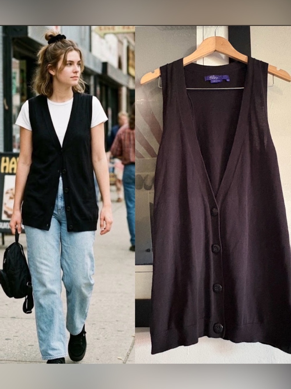 Miley Cyrus for Max Azria-Sleeveless Button-Front Knit Vest